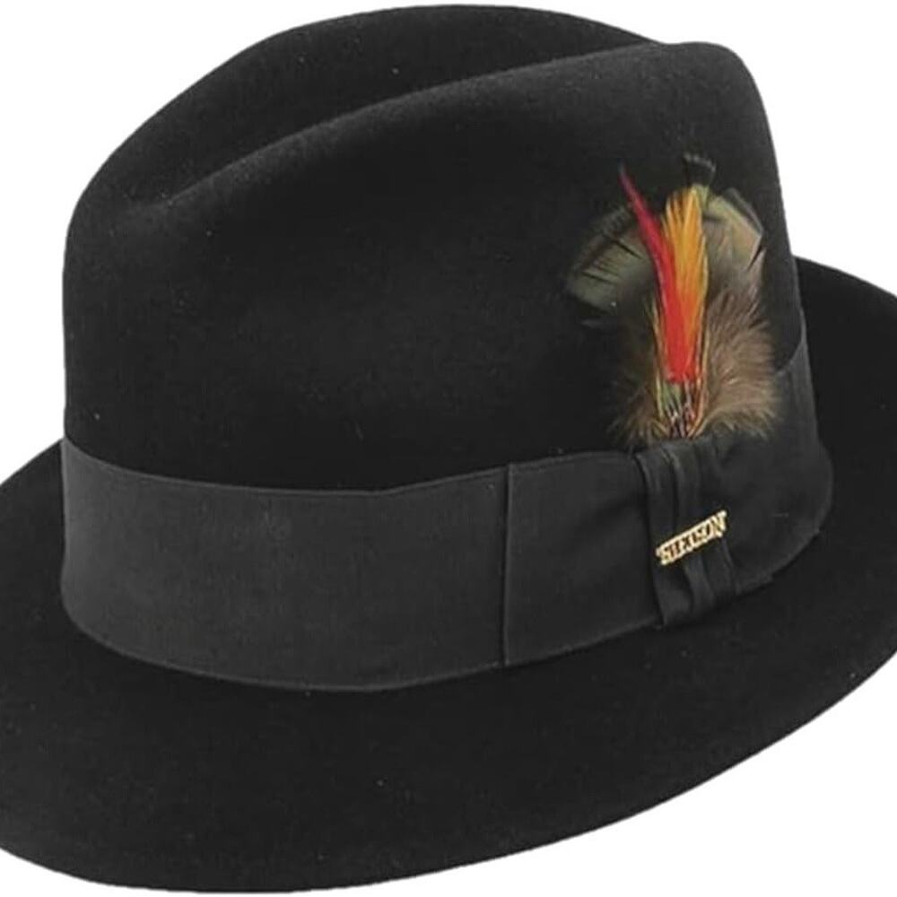 Stetson Frederick Wool Felt Fedora Hat Black Size 7 1/2 Western Hat Lined Used